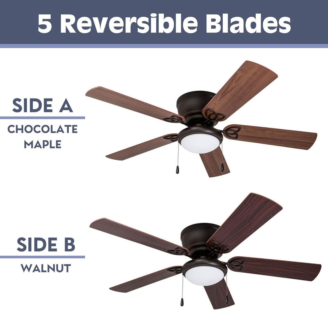 Prominence Home Benton 52 Inch Indoor LED Ceiling Fan with Pull Chain, Bronze