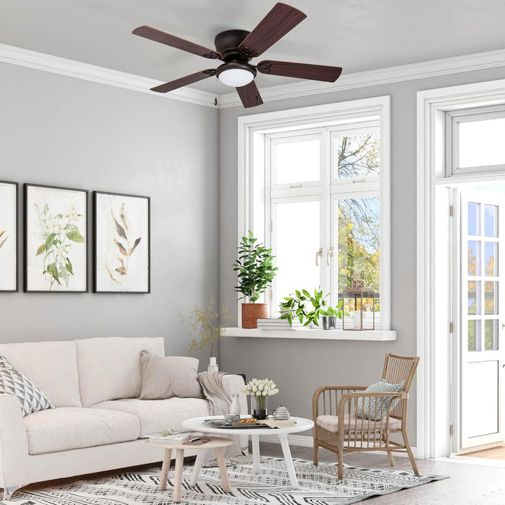 Prominence Home Benton 52 Inch Indoor LED Ceiling Fan with Pull Chain, Bronze