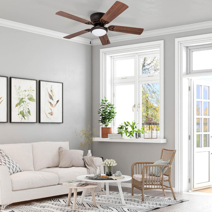Prominence Home Benton 52 Inch Indoor LED Ceiling Fan with Pull Chain, Bronze