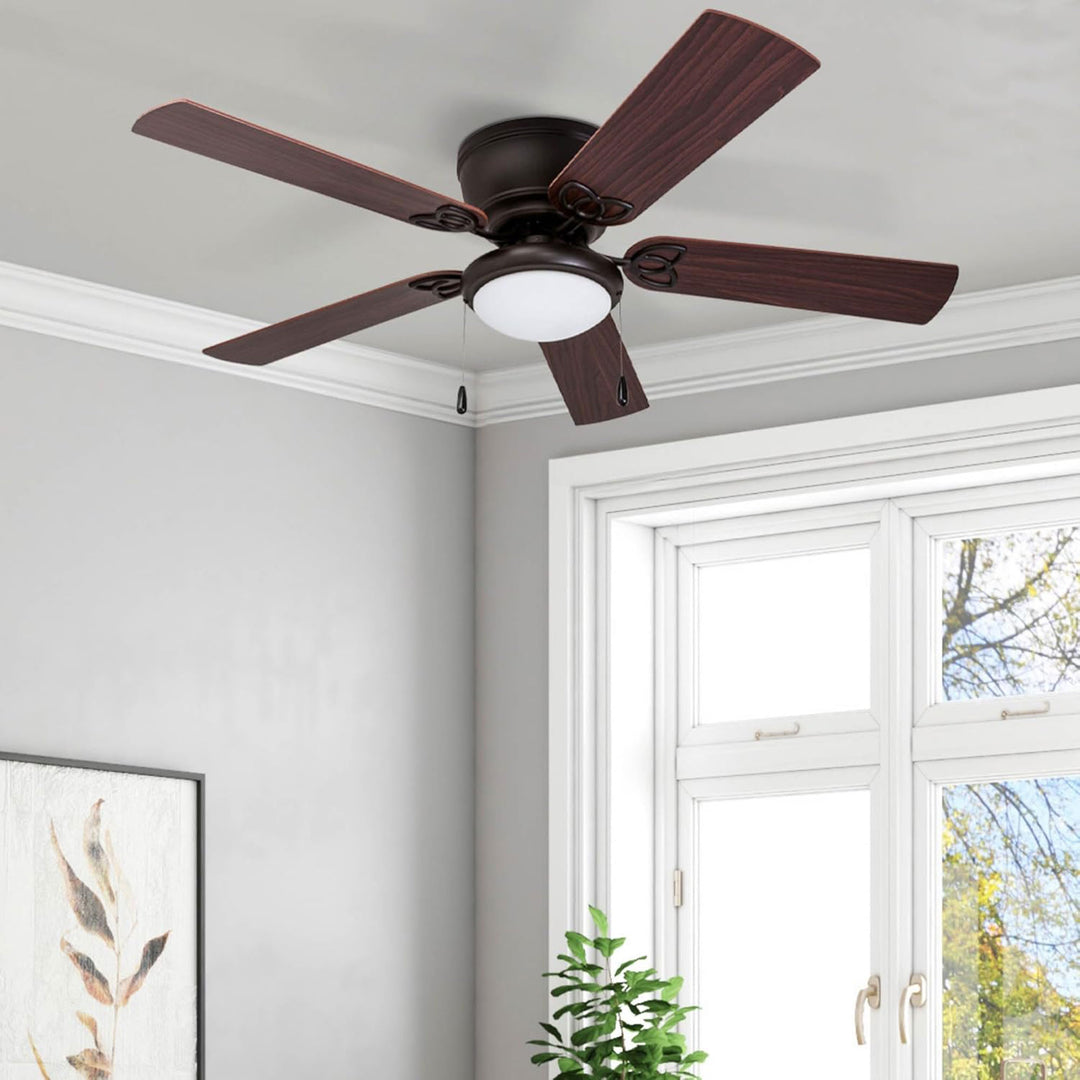 Prominence Home Benton 52 Inch Indoor LED Ceiling Fan with Pull Chain, Bronze