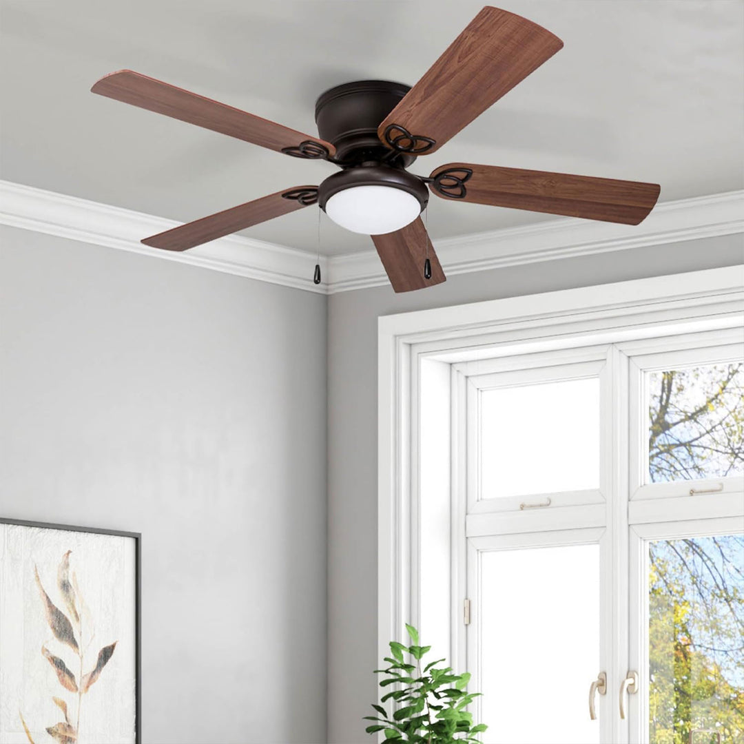 Prominence Home Benton 52 Inch Indoor LED Ceiling Fan with Pull Chain, Bronze