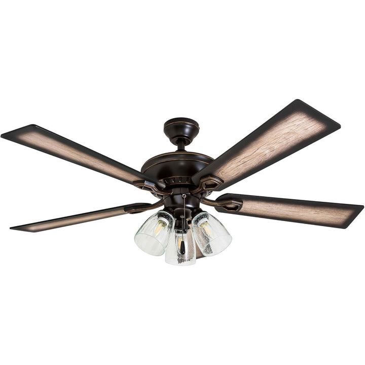 Prominence Home Glenmont, 52” Farmhouse LED Ceiling Fan with Light, Bronze