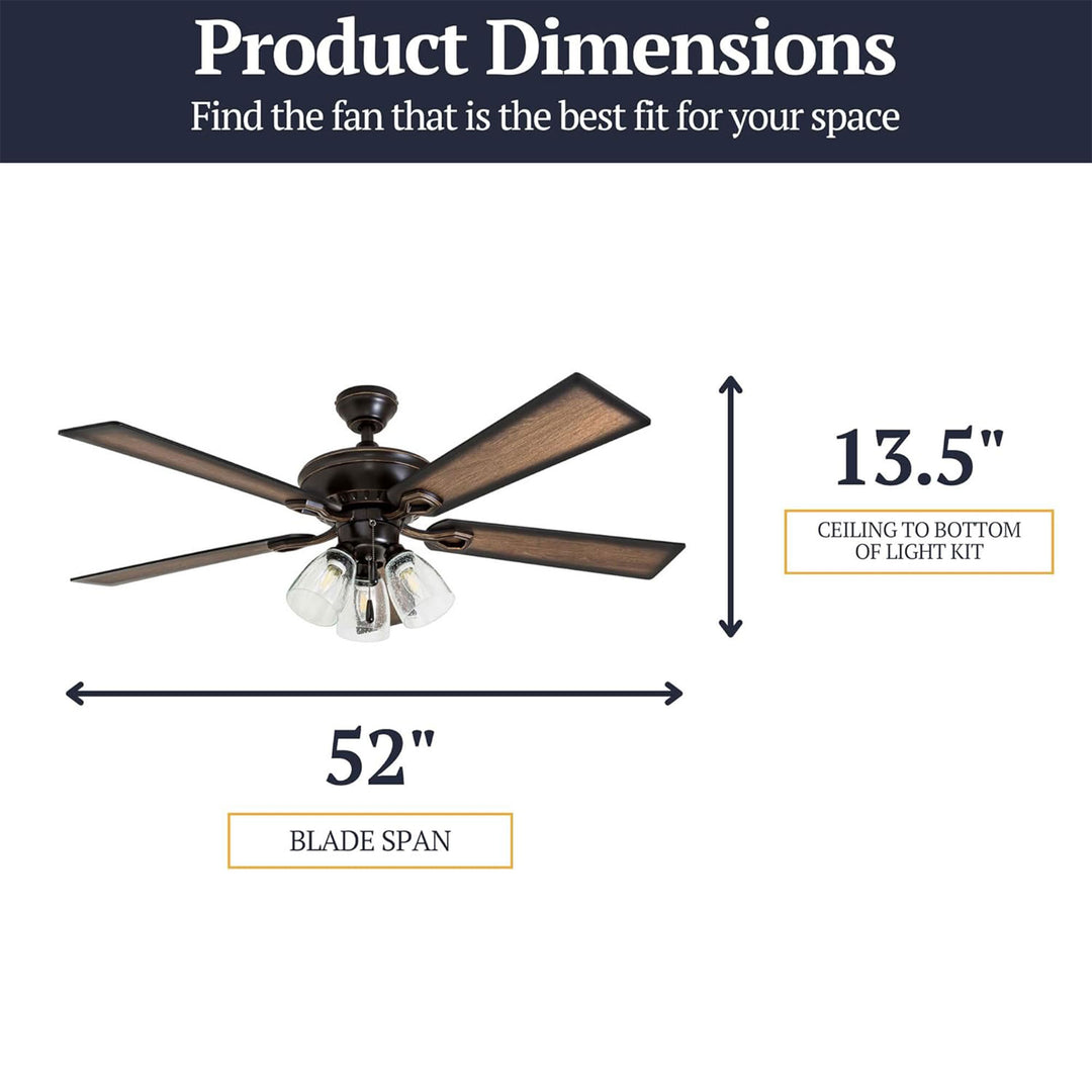 Prominence Home Glenmont, 52” Farmhouse LED Ceiling Fan with Light, Bronze