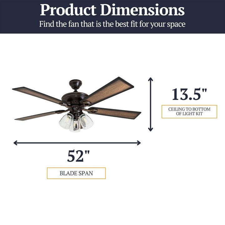 Prominence Home Glenmont, 52” Farmhouse LED Ceiling Fan with Light, Bronze