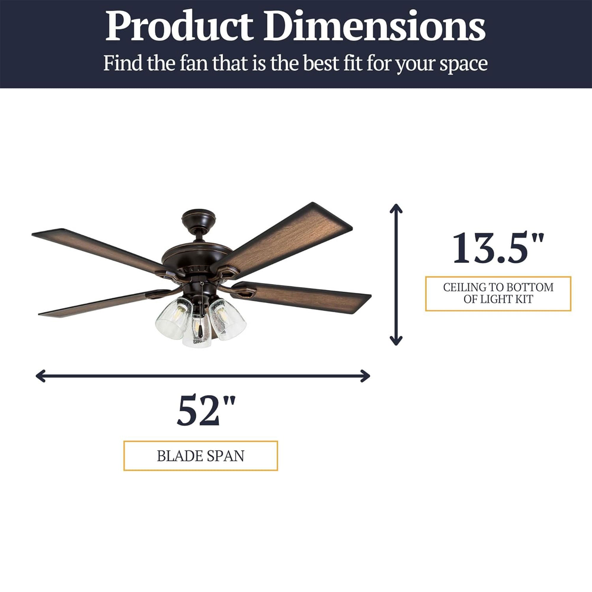 Prominence Home Glenmont, Farmhouse LED Ceiling Fan with Light,  (For Parts) - VMInnovations