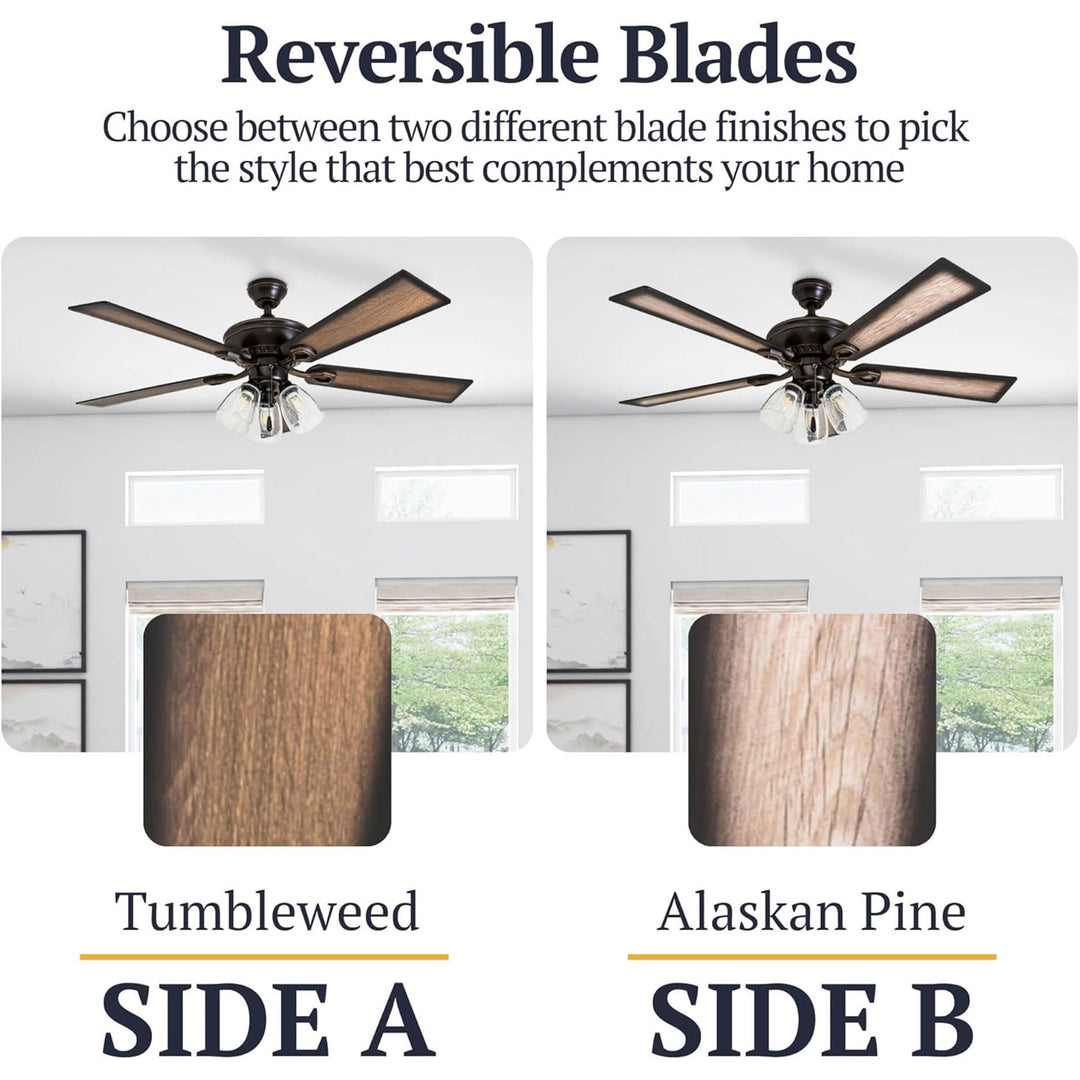 Prominence Home Glenmont, 52” Farmhouse LED Ceiling Fan with Light, Bronze