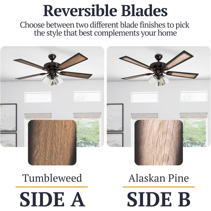 Prominence Home Glenmont, 52” Farmhouse LED Ceiling Fan with Light, Bronze