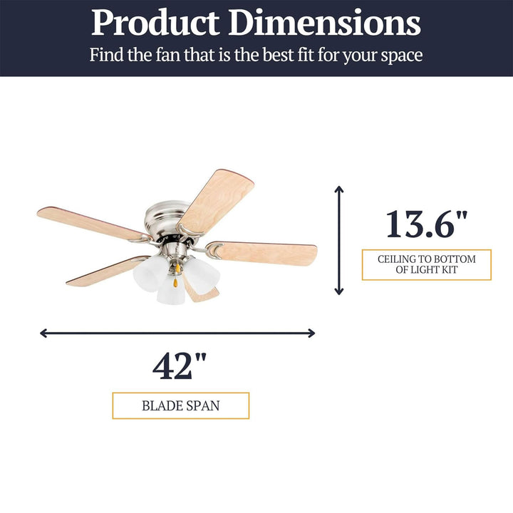 Prominence Home Whitley 42 Inch Indoor Ceiling Fan with Pull Chain, Bright Brass
