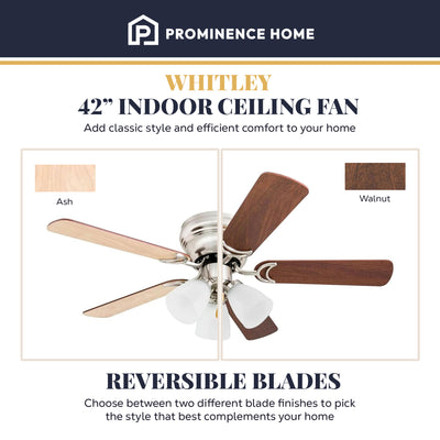 Prominence Home Whitley 42 Inch Indoor Ceiling Fan with Pull Chain, (Open Box) - VMInnovations