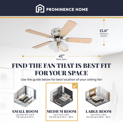 Prominence Home Whitley 42 Inch Indoor Ceiling Fan with Pull Chain, (Open Box) - VMInnovations