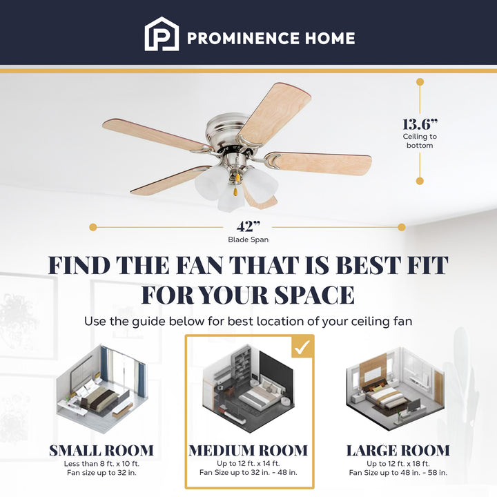 Prominence Home Whitley 42 Inch Indoor Ceiling Fan with Pull Chain, (Open Box) - VMInnovations