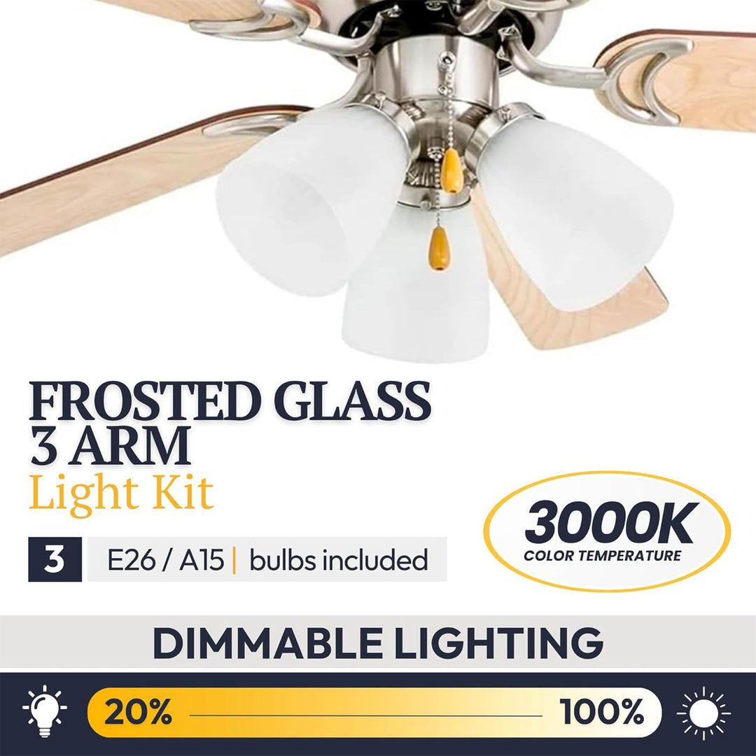 Prominence Home Whitley 42 Inch Indoor Ceiling Fan with Pull Chain, Bright Brass