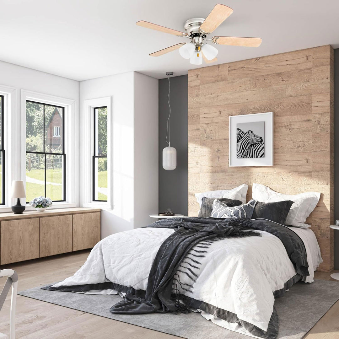 Prominence Home Whitley 42 Inch Indoor Ceiling Fan with Pull Chain, Bright Brass