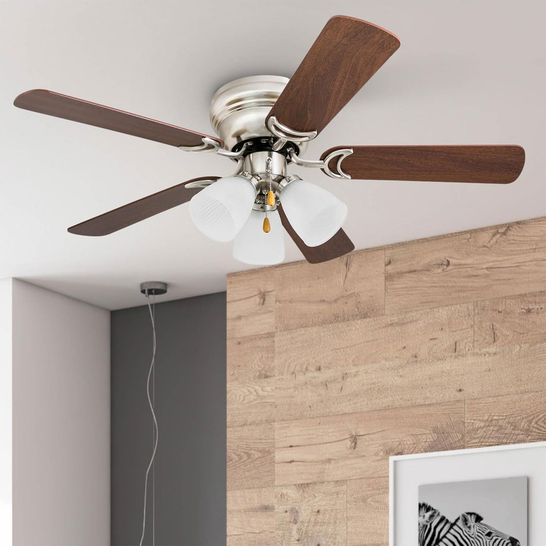 Prominence Home Whitley 42 Inch Indoor Ceiling Fan with Pull Chain, Bright Brass