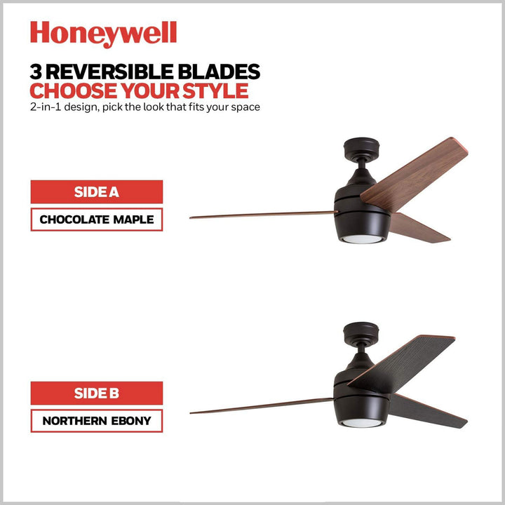 Honeywell Eamon Ceiling Fan, Quiet Motor and Remote Control, 52", Bronze