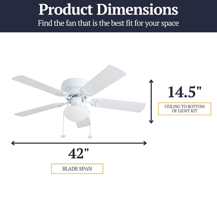 Prominence Home Alvina Traditional 42” Flush Mount Ceiling Fan with Light, White