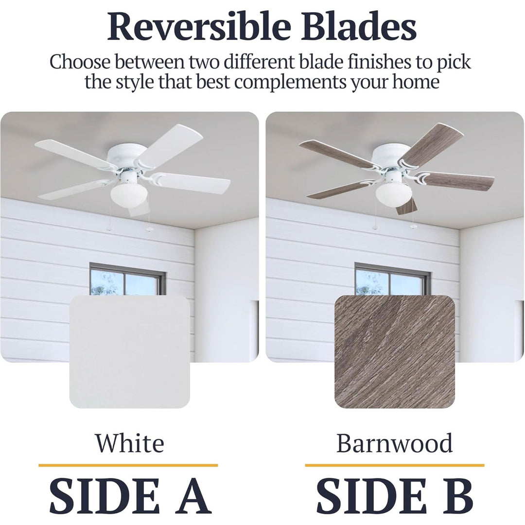 Prominence Home Alvina Traditional 42” Flush Mount Ceiling Fan with Light, White