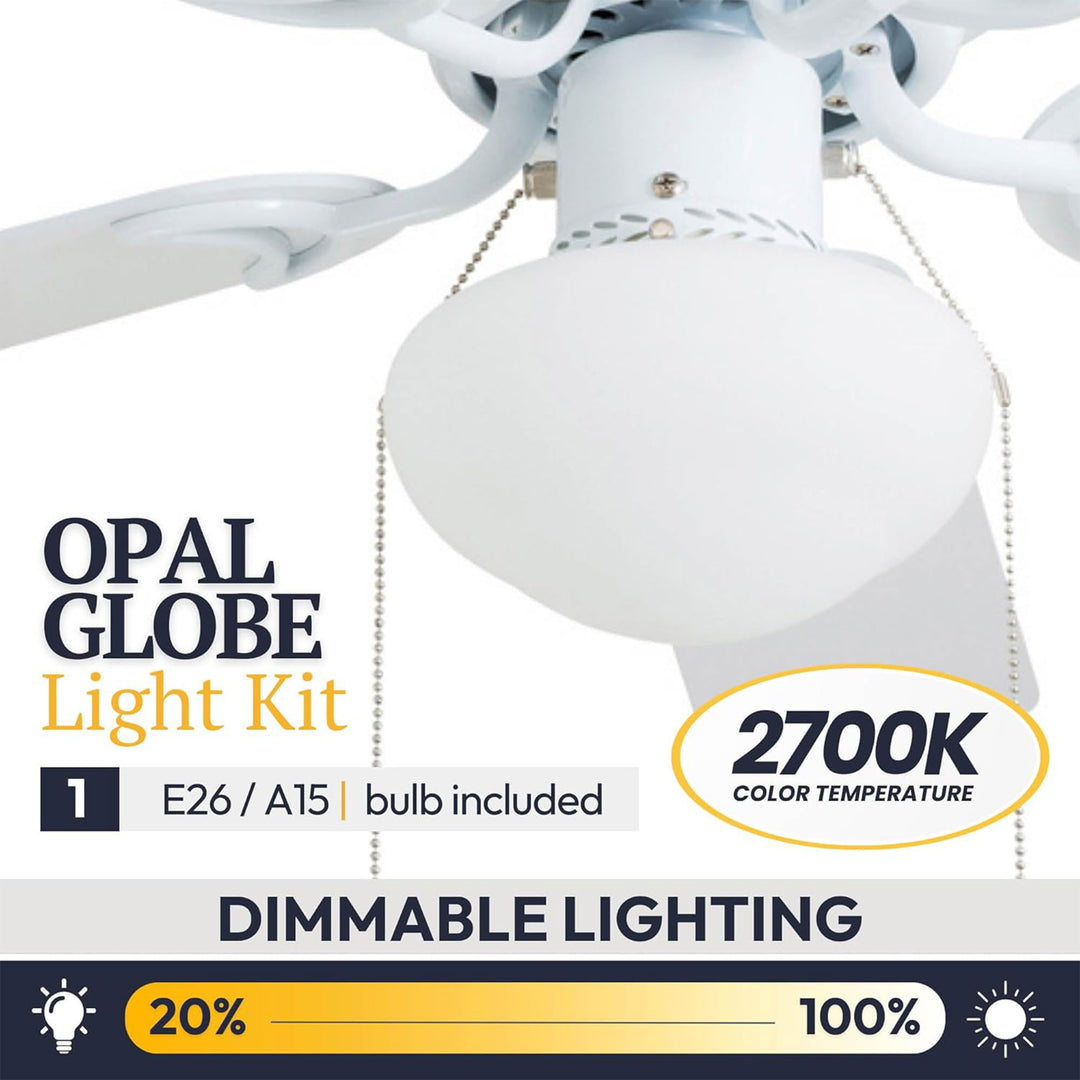 Prominence Home Alvina Traditional 42” Flush Mount Ceiling Fan with Light, White