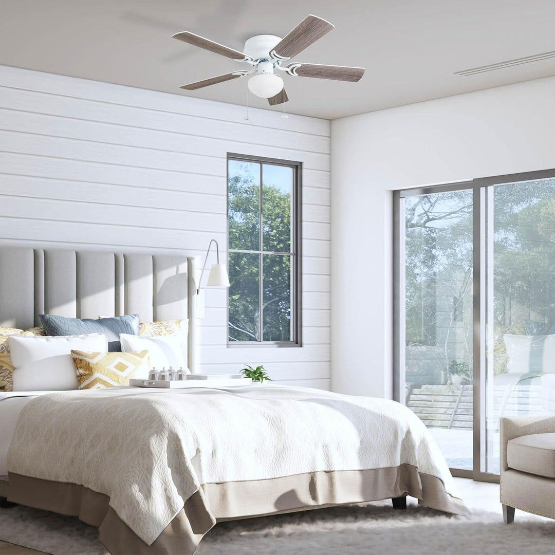 Prominence Home Alvina Traditional 42” Flush Mount Ceiling Fan with Light, White