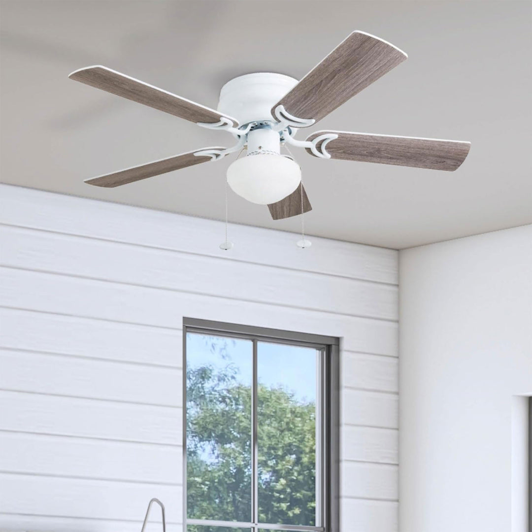 Prominence Home Alvina Traditional 42” Flush Mount Ceiling Fan with Light, White