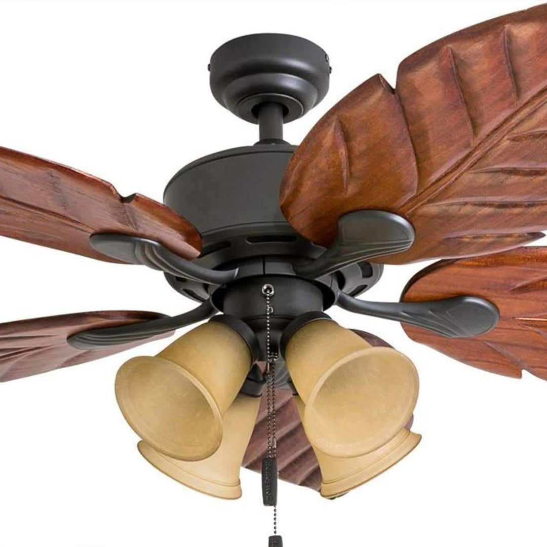 Honeywell Royal Palm 52" Tropical LED Ceiling Fan with Pull Chain, Bronze