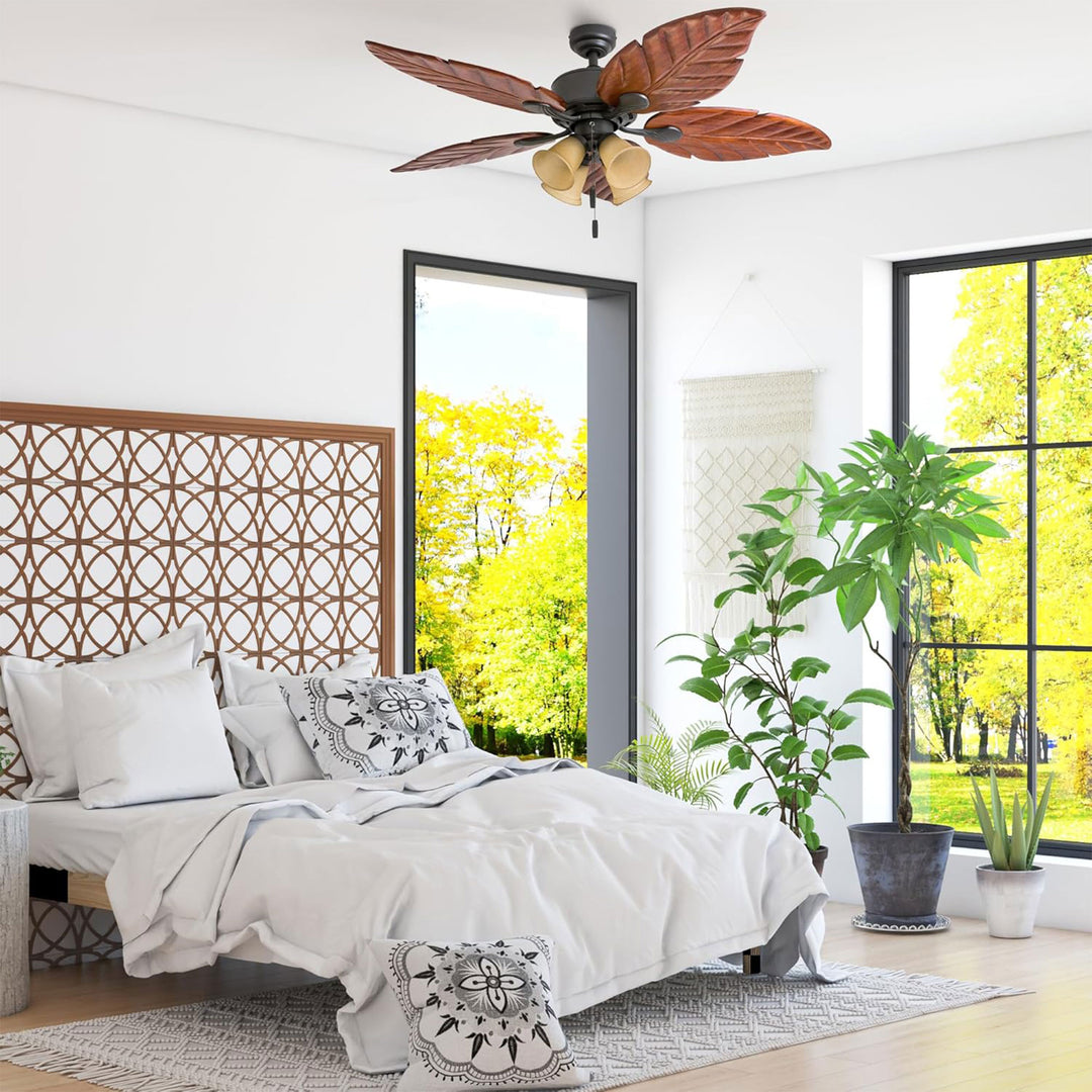 Honeywell Royal Palm 52" Tropical LED Ceiling Fan with Pull Chain, Bronze