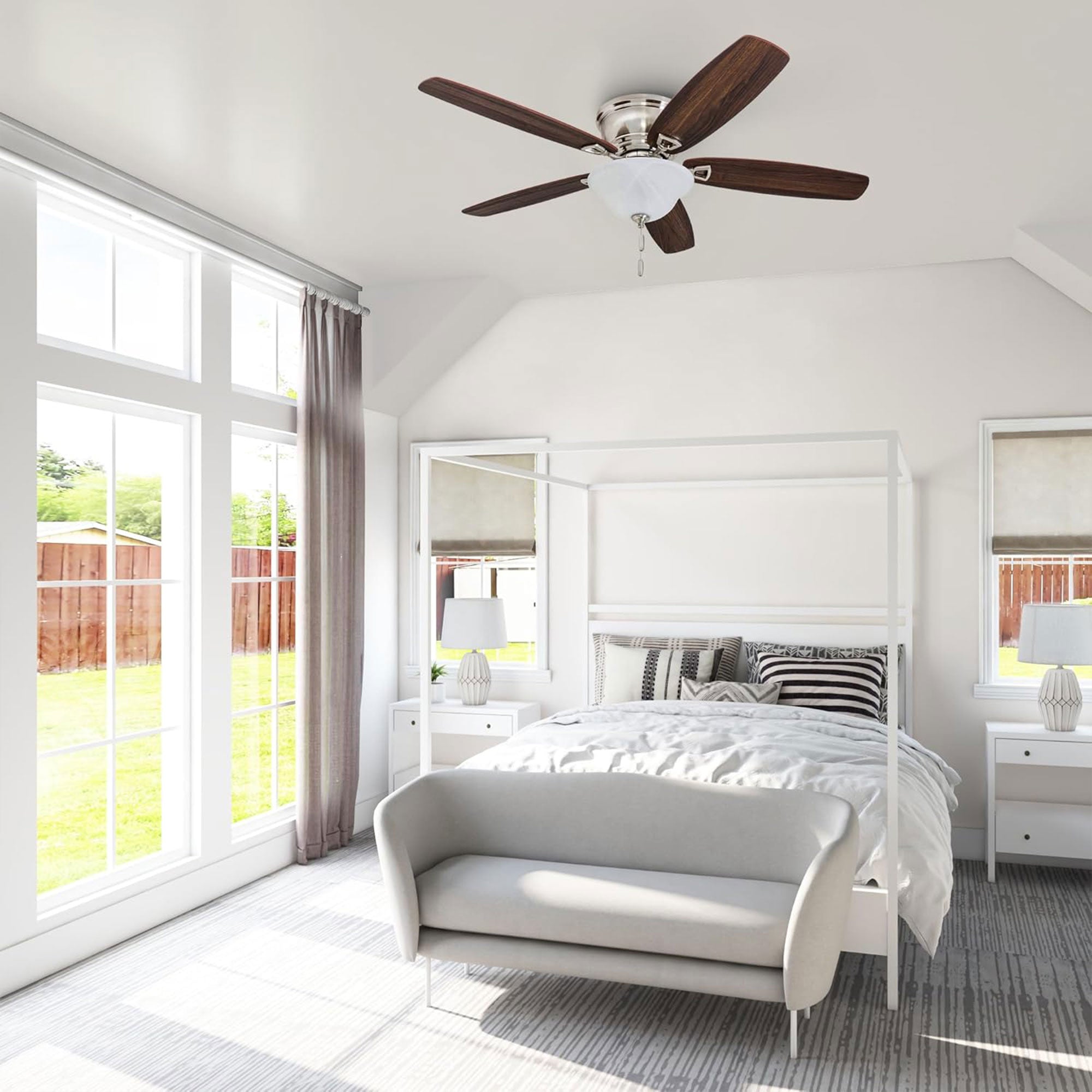 Glen Alden 52 Inch Indoor Ceiling Fan with Bowl Light, Brushed Nickel (Open Box) - VMInnovations