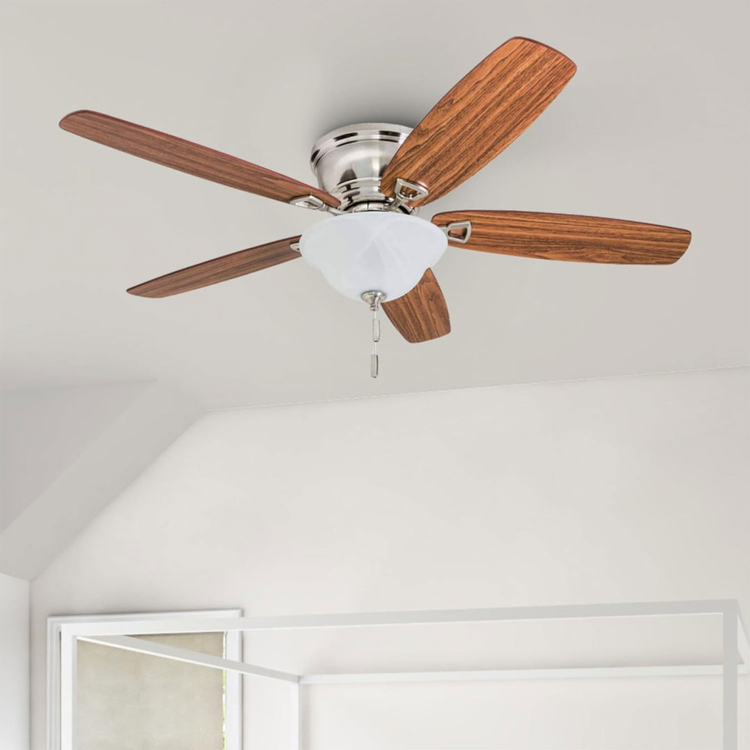 Honeywell Glen Alden 52 Inch Indoor Ceiling Fan with Bowl Light, Brushed Nickel