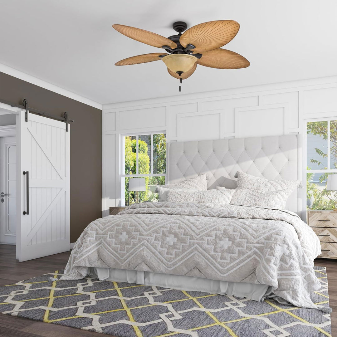 Honeywell Palm Valley 52" Tropical LED Ceiling Fan with Open Bowl Light, Bronze