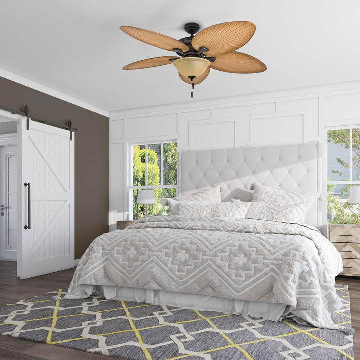 Honeywell Palm Valley 52" Tropical LED Ceiling Fan with Open Bowl Light, Bronze