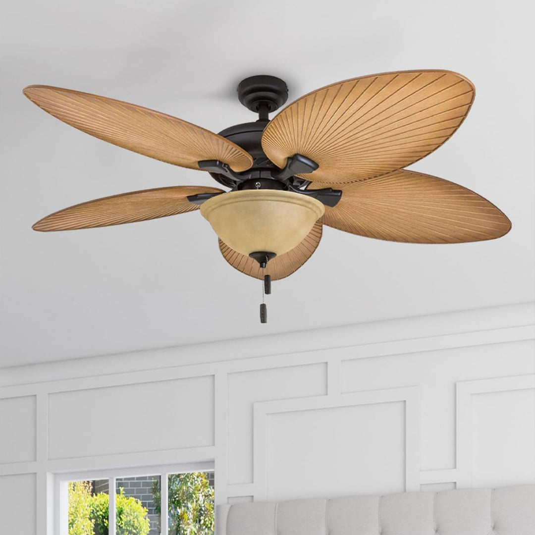 Honeywell Palm Valley 52" Tropical LED Ceiling Fan with Open Bowl Light, Bronze