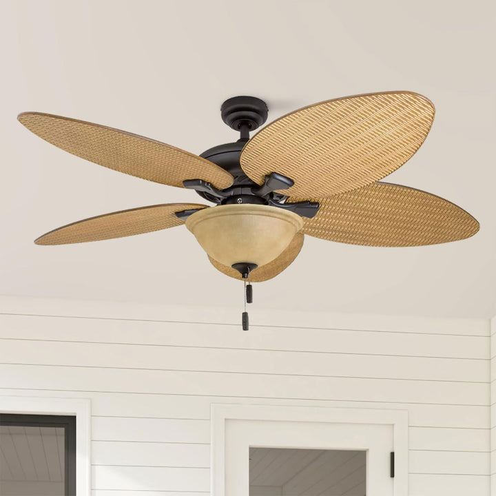 Honeywell Palm Valley 52" Tropical LED Ceiling Fan with Open Bowl Light, Bronze