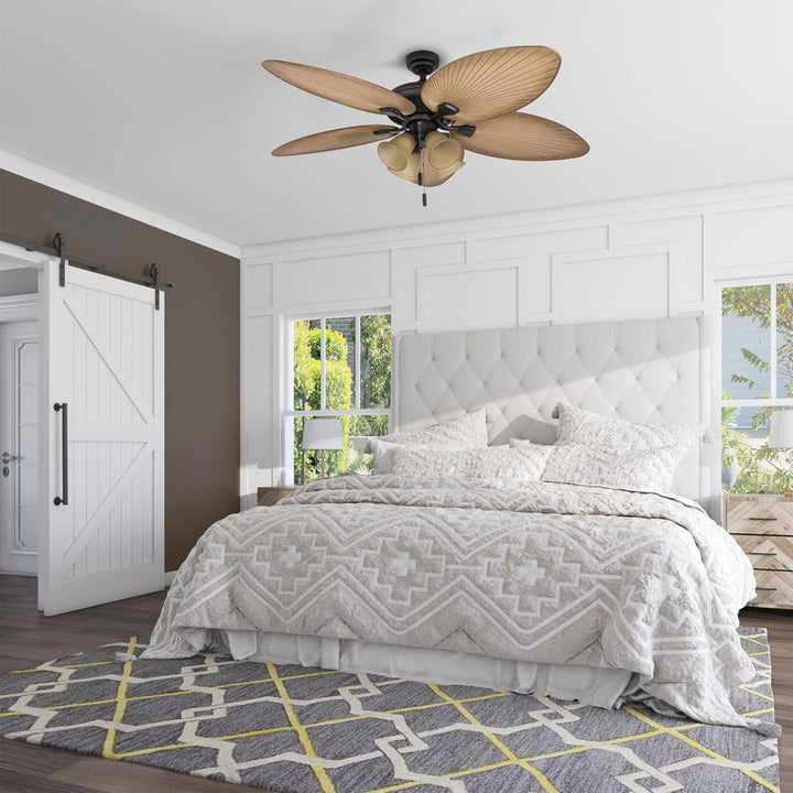 Honeywell Palm Valley 52" Tropical LED Ceiling Fan with Multi-Arm Light, Bronze