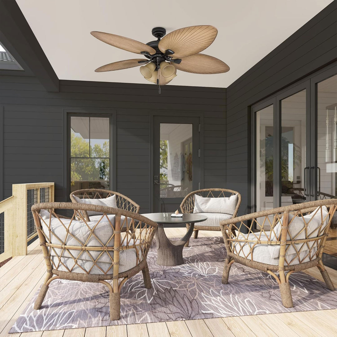 Honeywell Palm Valley 52" Tropical LED Ceiling Fan with Multi-Arm Light, Bronze