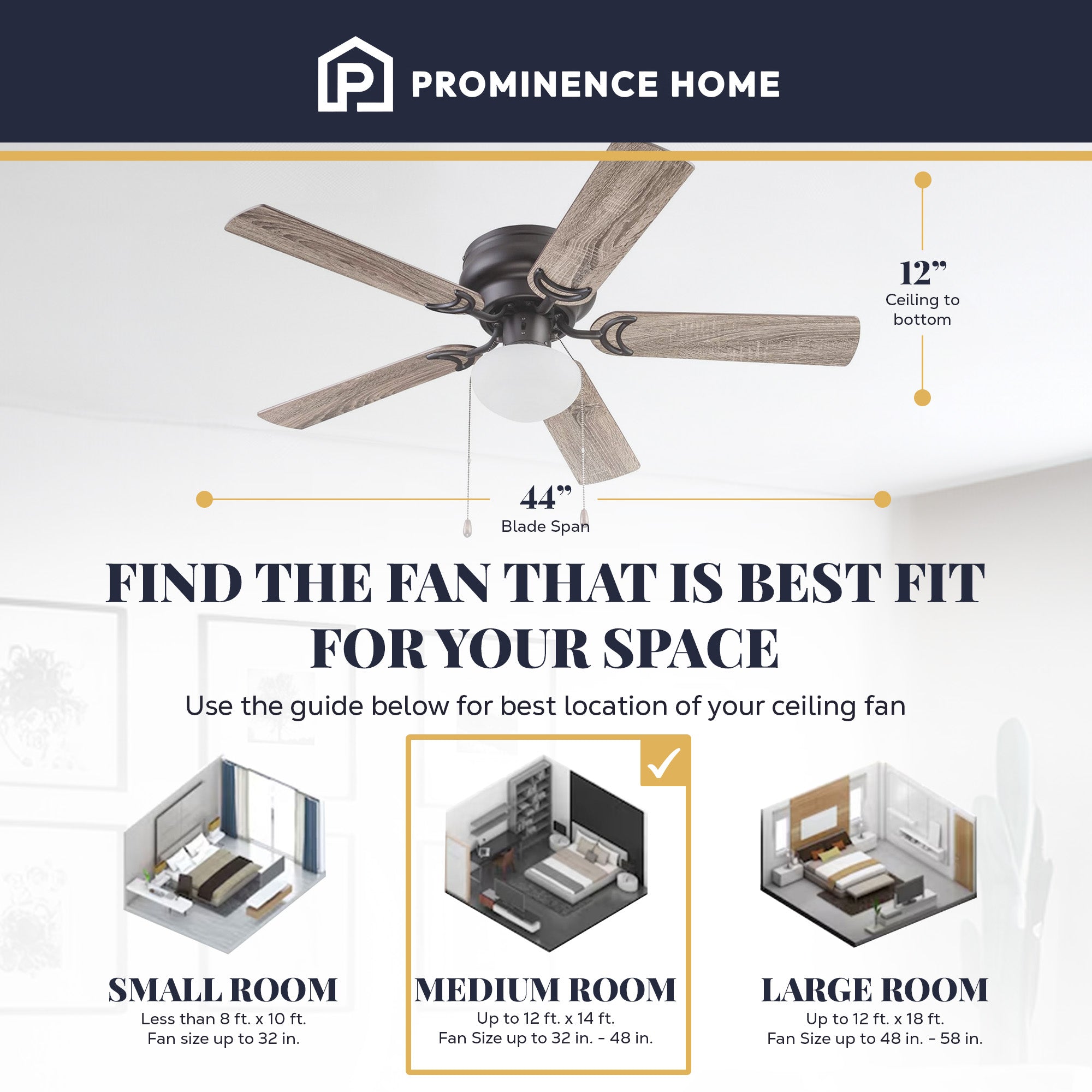 Prominence Home Alvina 44" Indoor LED Ceiling Fan with Pull Chain, Bronze - VMInnovations