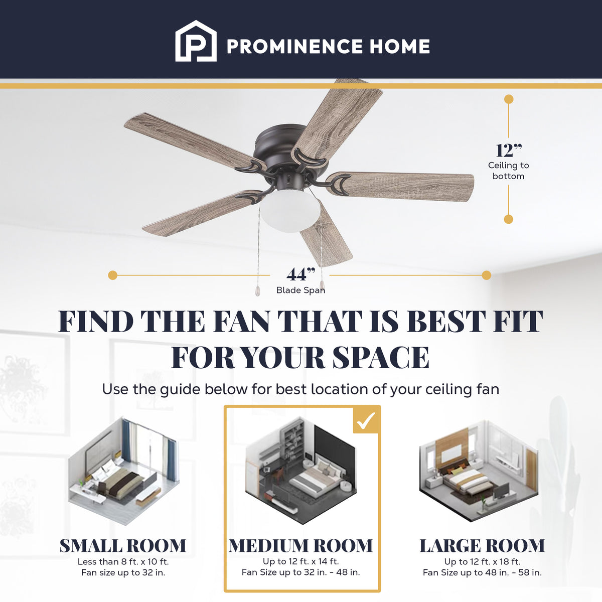 Prominence Home Alvina 44" Indoor LED Ceiling Fan with Pull Chain, (Open Box)