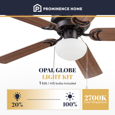 Prominence Home Alvina 44" Indoor LED Ceiling Fan with Pull Chain, Bronze - VMInnovations