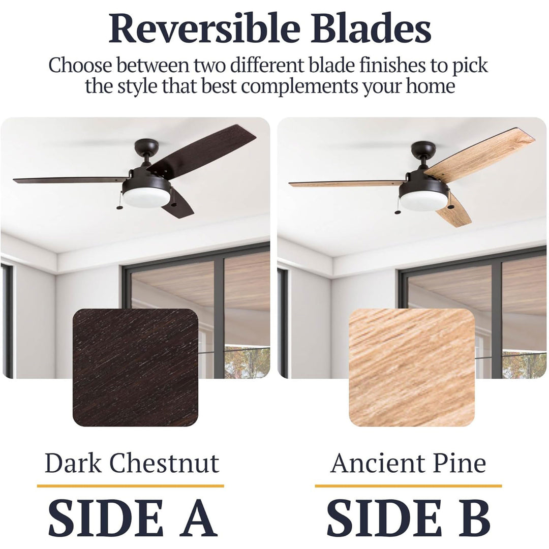 Prominence Home Statham 52" Indoor LED Ceiling Fan with Pull Chain, Espresso