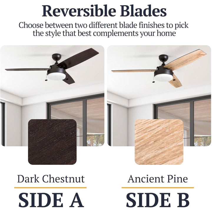 Prominence Home Statham 52" Indoor LED Ceiling Fan with Pull Chain, Espresso