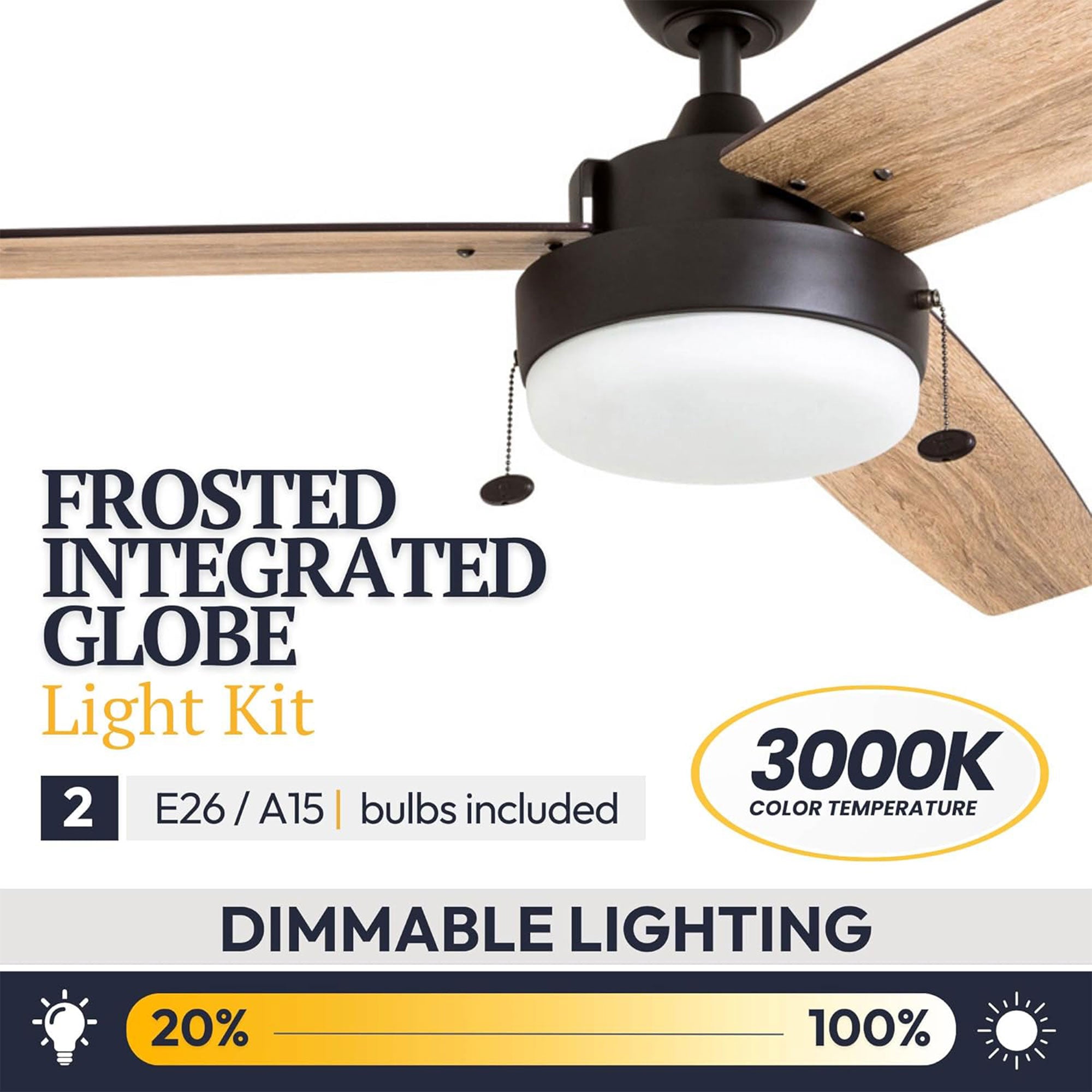 Prominence Home Statham 52" Indoor LED Ceiling Fan with Pull Chain, Bronze