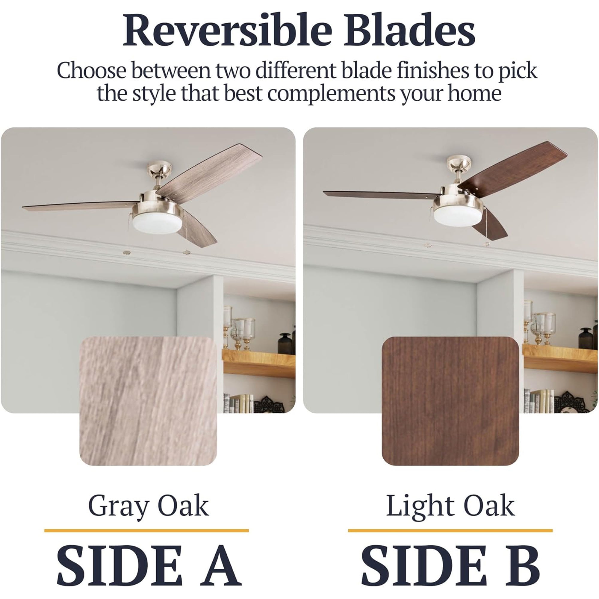 Prominence Home Statham 52" Indoor LED Ceiling Fan with Pull Chain, Nickel - VMInnovations