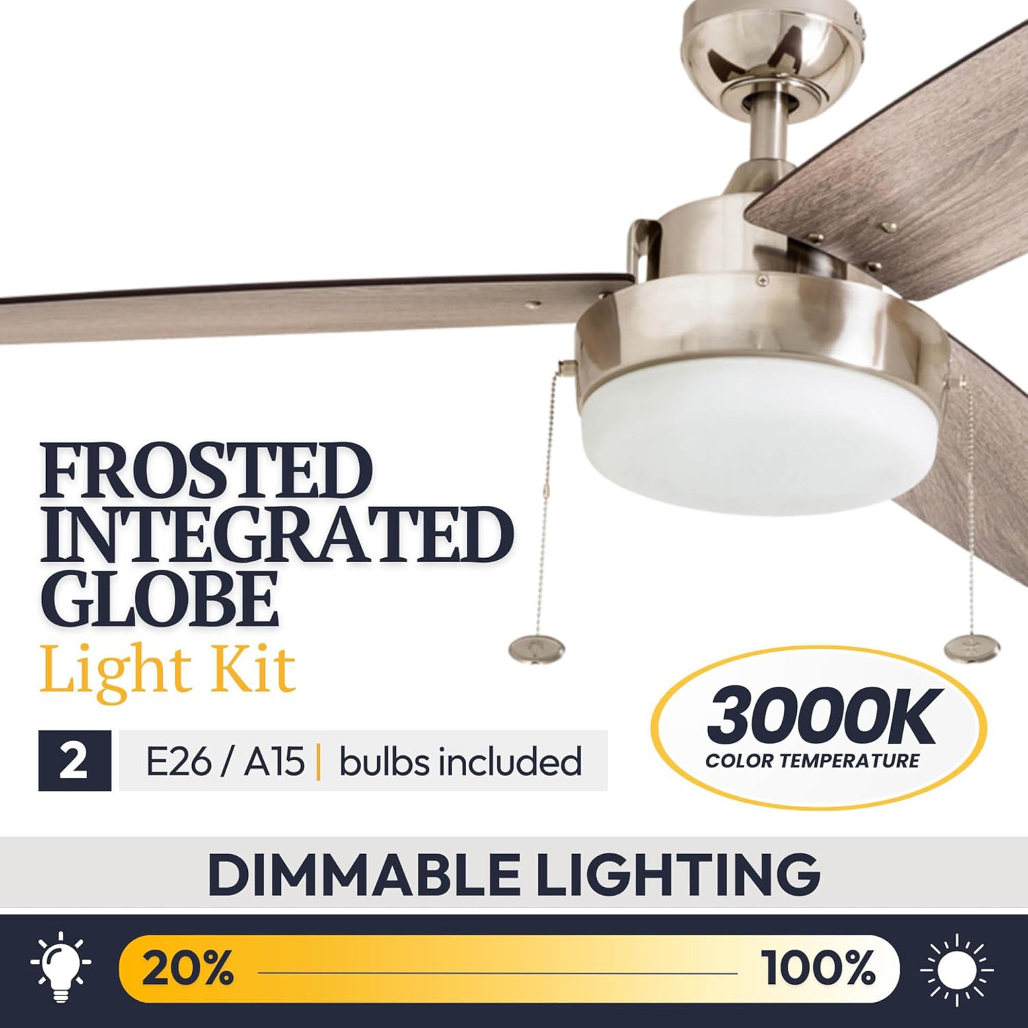 Prominence Home Statham 52" Indoor LED Ceiling Fan with Pull Chain, Nickel - VMInnovations