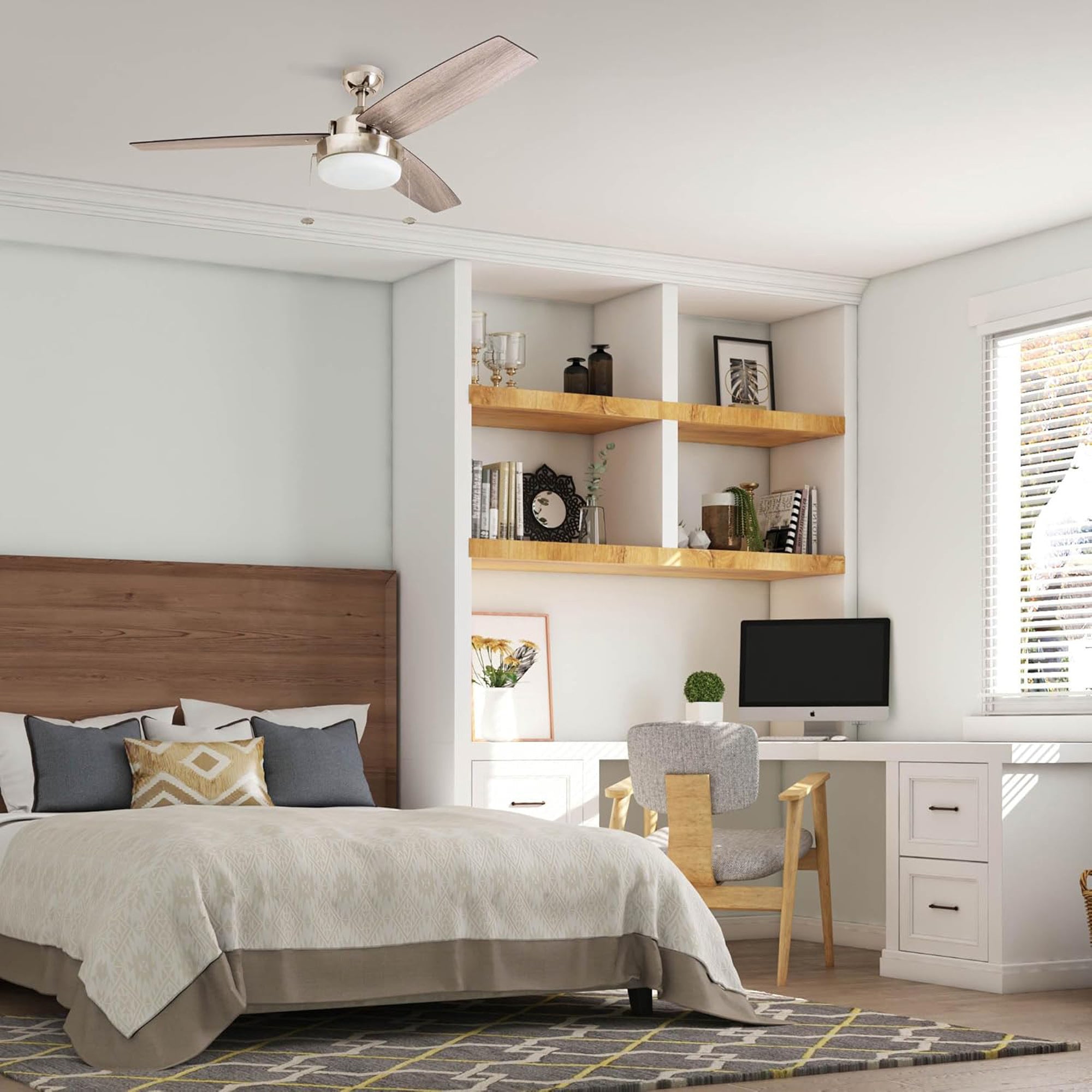 Prominence Home Statham 52" Indoor LED Ceiling Fan with Pull Chain, Nickel - VMInnovations
