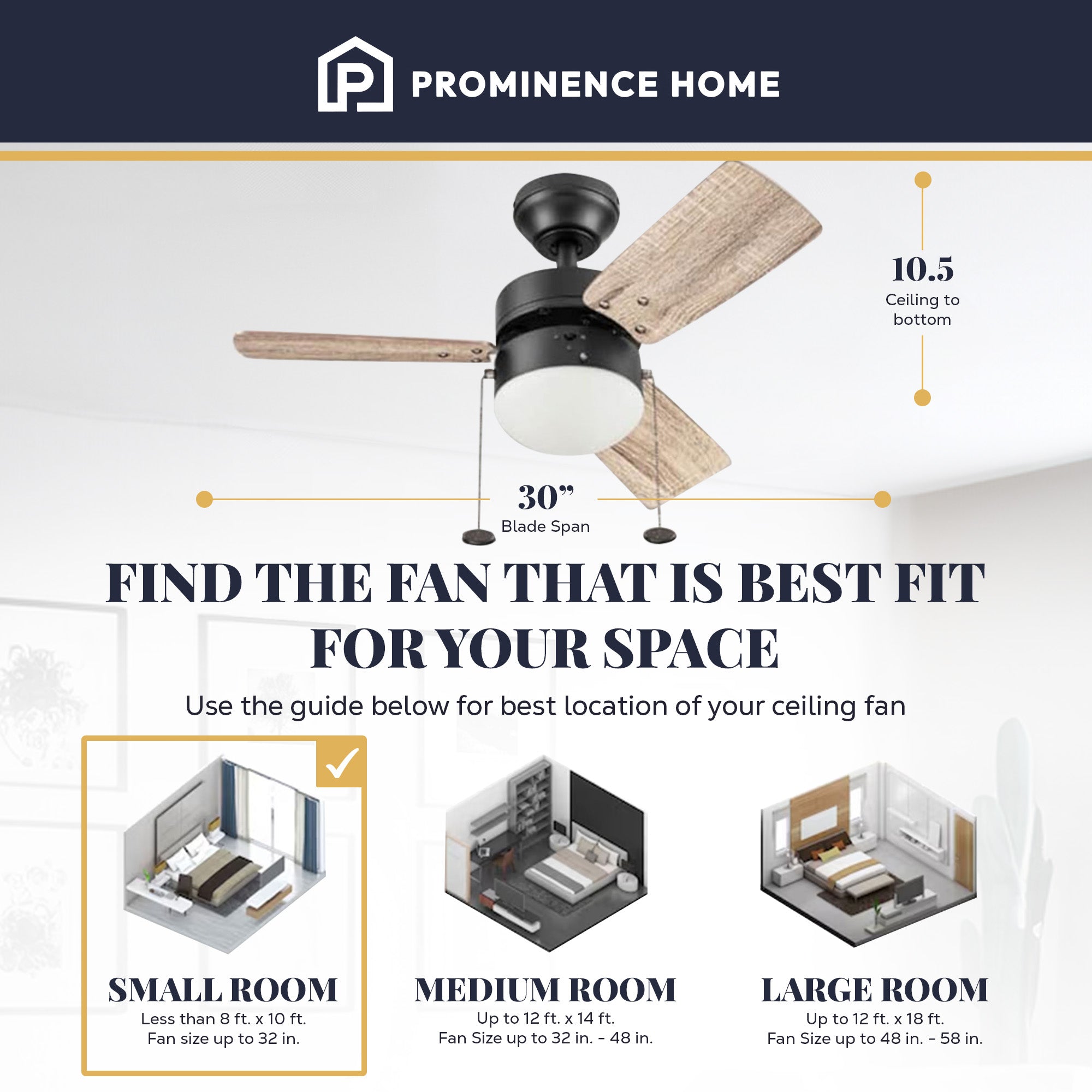 Prominence Home Rawling 30 Inch Indoor LED Ceiling Fan with Pull Chain(Open Box)