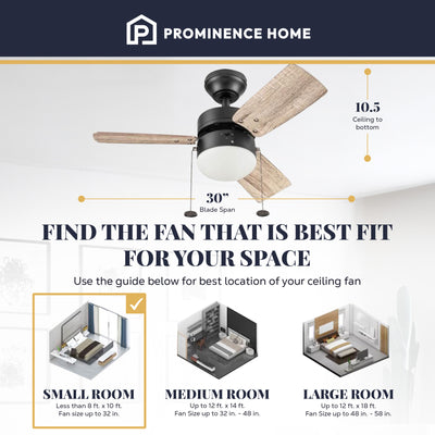 Prominence Home Rawling 30 Inch Indoor LED Ceiling Fan with Pull Chain(Open Box)