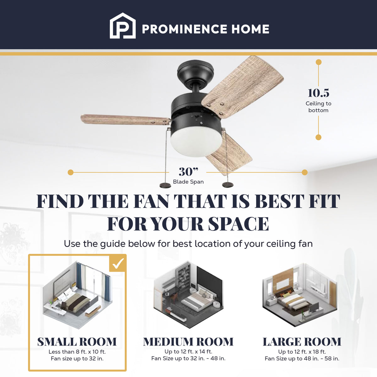 Prominence Home Rawling 30 Inch Indoor LED Ceiling Fan with Pull Chain(Open Box)