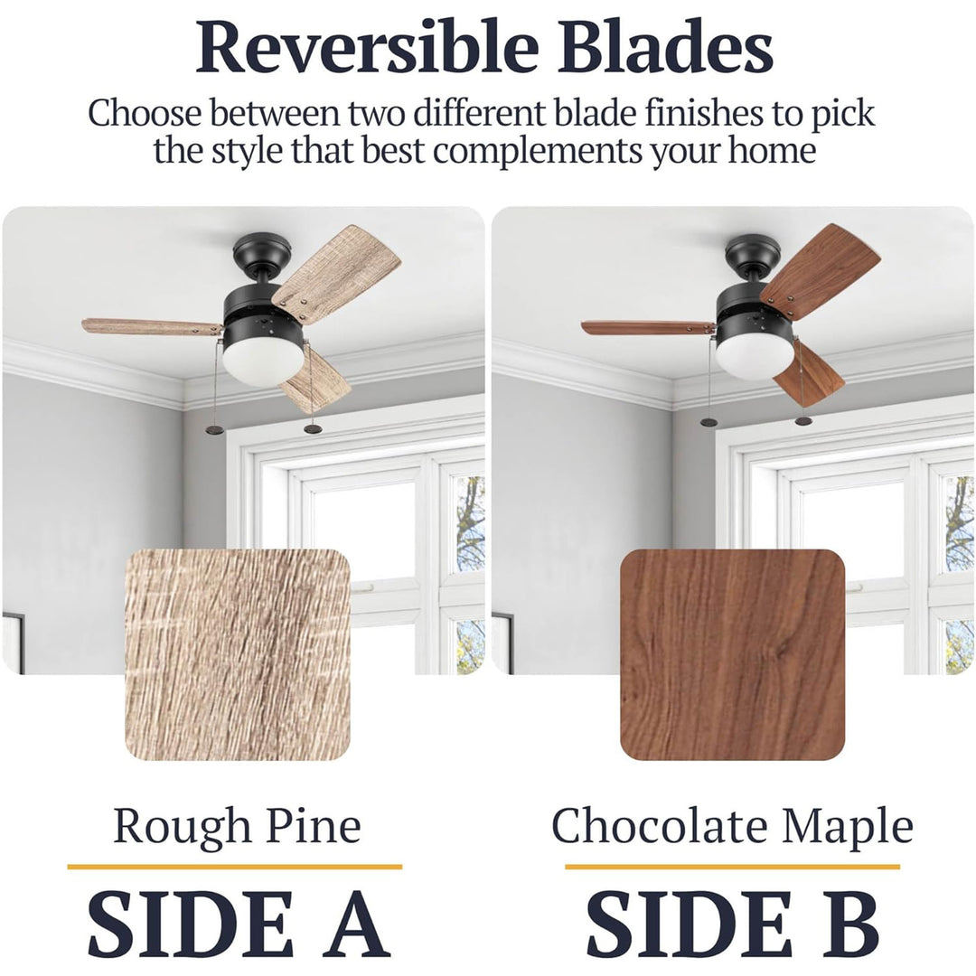 Prominence Home Rawling 30 Inch Indoor LED Ceiling Fan with Pull Chain, Bronze