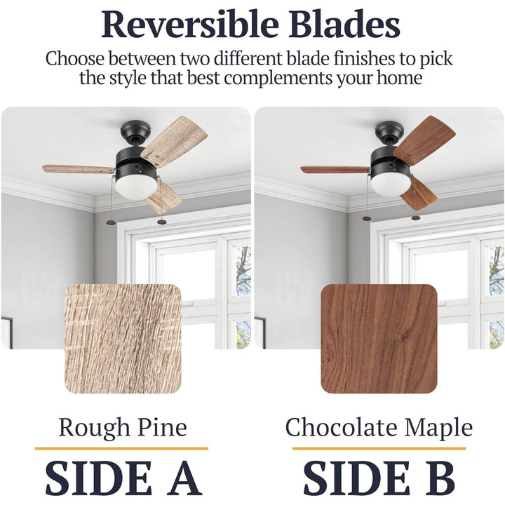 Prominence Home Rawling 30 Inch Indoor LED Ceiling Fan with Pull Chain, Bronze