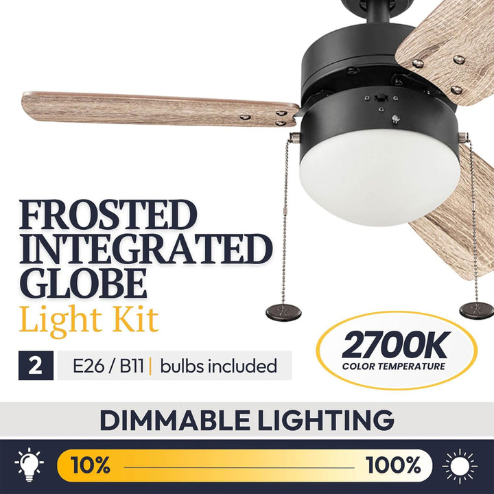 Prominence Home Rawling 30 Inch Indoor LED Ceiling Fan with Pull Chain, Bronze