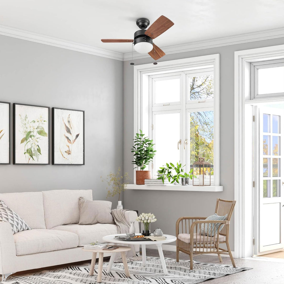 Prominence Home Rawling 30 Inch Indoor LED Ceiling Fan with Pull Chain, Bronze